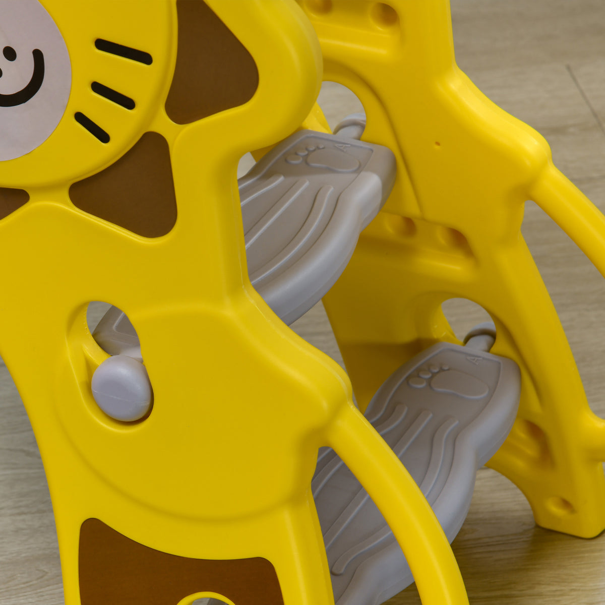 Toboggan pour enfants intérieur extérieur avec panier de basket pour les enfants de 18 à 36 mois, jaune, gris