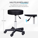 Tabouret massage a roulettes reglable en hauteur pivotant avec trois couleurs de housse de protection