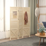 Paravent intérieur en bois 3 panneaux séparateur de pièce pliable panneau perforé 114 x 1,7 x 144,5 cm bois naturel