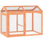 Enclos Poulailler en Bois avec Perchoir et Doubles Portes, Poulailler modulable pour jardin 104 x 70,5 x 84 cm, Orange