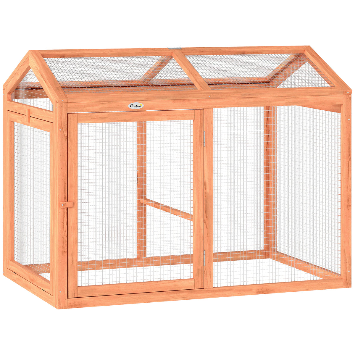 Enclos Poulailler en Bois avec Perchoir et Doubles Portes, Poulailler modulable pour jardin 104 x 70,5 x 84 cm, Orange