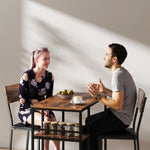Conjunto de mesa de bar con 2 taburetes, mesa alta de cocina y 2 sillas de bar acolchadas de PU, marrón rústico