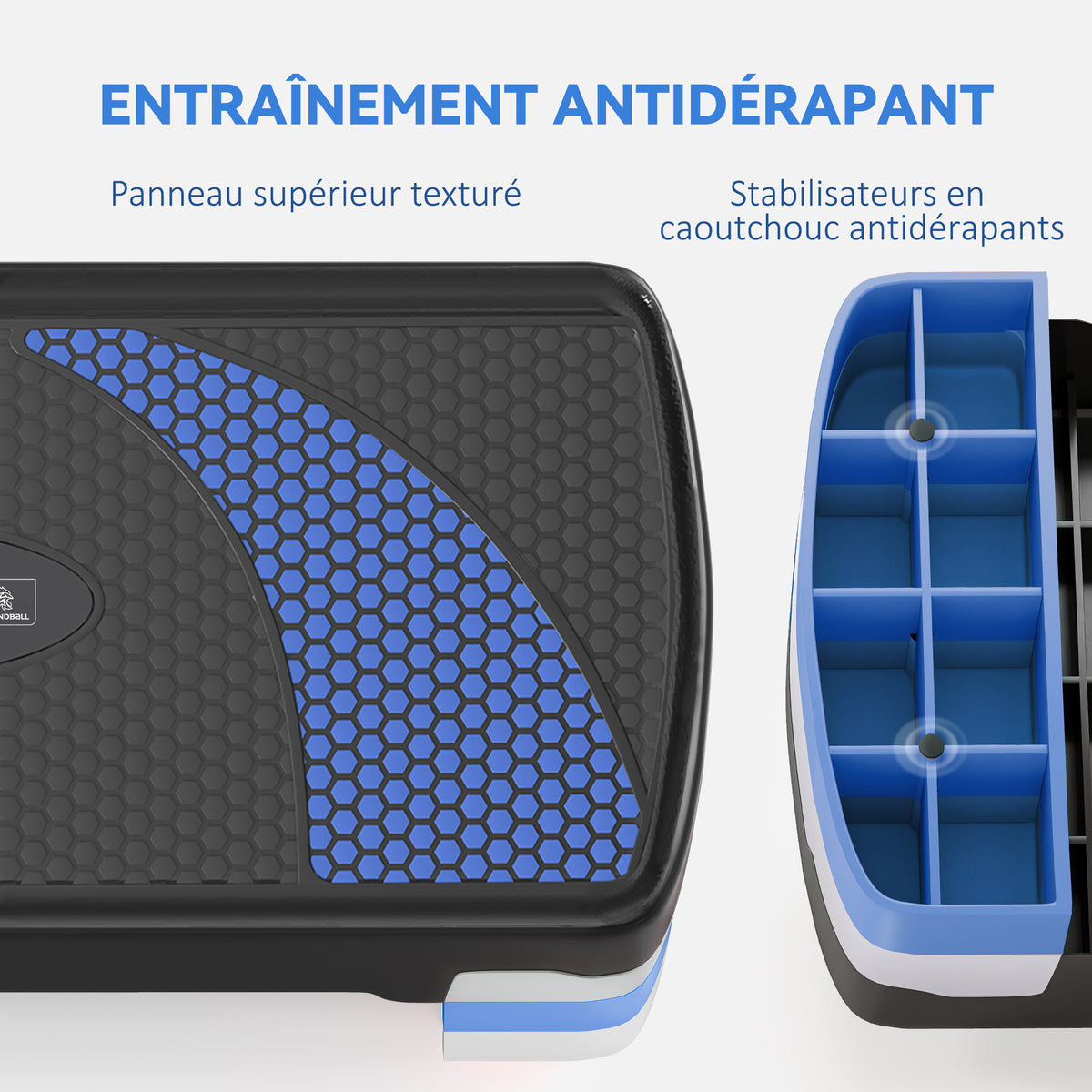 Stepper Fitness Aerobica - .fr x FFHandball - altezza regolabile superficie antiscivolo 80 x 31 x 20 cm nero blu