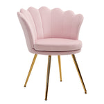 Fauteuil coquillage chaise coiffeuse fauteuil en velours avec pieds en métal doré rose poudré