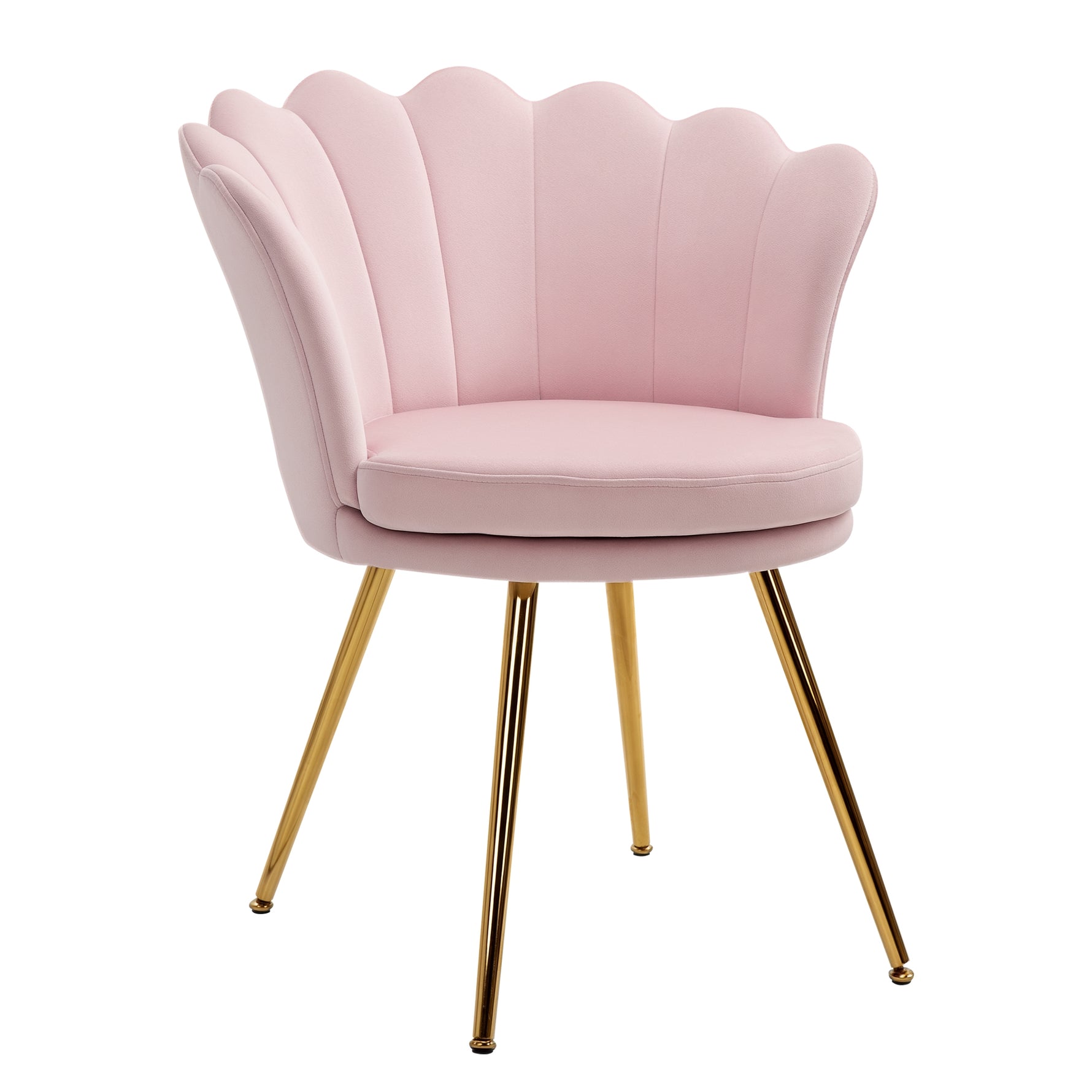 Fauteuil coquillage chaise coiffeuse fauteuil en velours avec pieds en métal doré rose poudré