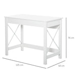 Bureau d'ordinateur, table informatique, style moderne, cadre renforcé en forme X, 105 x 50 x 76 cm, blanc