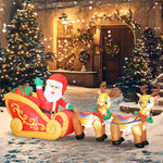Babbo Natale gonfiabile con slitta e renne 240 cm 6 luci LED decorazione natalizia per interni ed esterni rosso