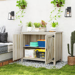 Armoire de jardin en bois, placard de jardin en bois avec étagères et double portes, 110 x 60 x 88,5 cm, bois naturel
