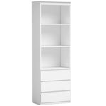 Bibliothèque haute de 180 cm avec 3 étagères et 3 tiroirs 60 x 35 x 180 cm en bois blanc