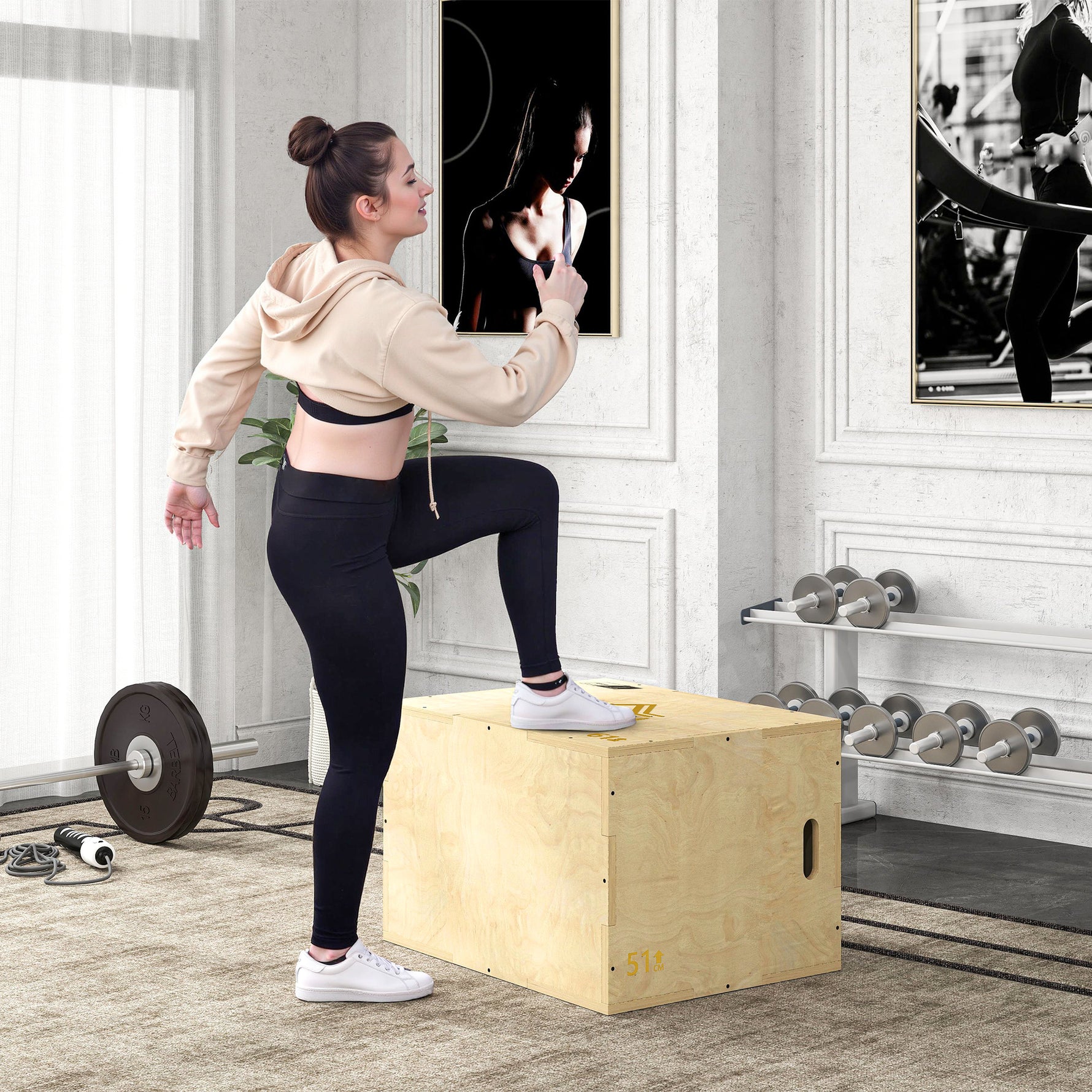 Box jump pliométrie 3 en 1 - Collaboration .fr x FFHandball - saut musculation fitness 61x51x76cm bois