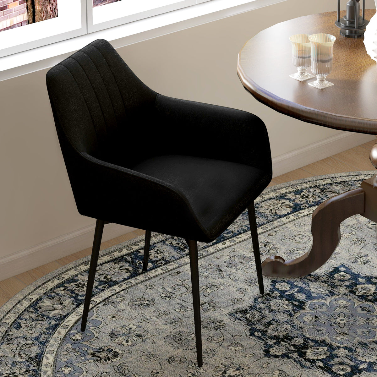 Chaises de Salle à Manger Chaises de Visiteur Design scandinave - Lot de 2 chaises - Pieds effilés métal Noir