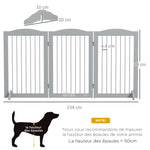 Barriere de sécurité pliable barrière chien trois plaques avec deux pieds de soutien 154 x 30 x 80 cm gris