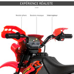 Moto Cross électrique Enfant 3 à 6 Ans 6 V phares klaxon musiques 102 x 58 x 66 cm Rouge et Noir