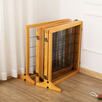 Lot de 2 barrières de sécurité chien barrière modulable pliable 6 panneaux 2 pieds support bois de pin jaune