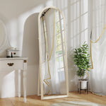Miroir de sol arqué pleine longueur miroir sur pied cadre en effet imitation pierre pour salon chambre 50 x 160 cm blanc