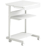 Bureau d'ordinateur sur roues, bureau avec rangement 56 x 51 cm avec tiroir, compartiment et support CPU, blanc