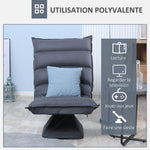 Fauteuil de sol paresseux pivotant 360° avec dossier inclinable design capitonné 62 x 62 x 95 cm gris foncé