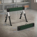 lot de 2 tréteaux pliables en métal, charge max 1160 kg, hauteur réglable 64-81cm, poignée de transport, vert