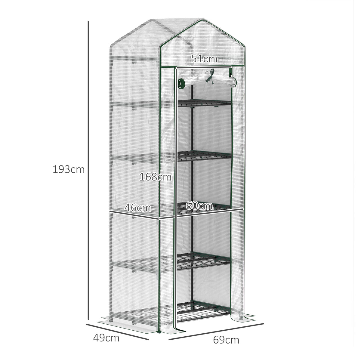 Serre de jardin balcon étagère serre 5 niveaux 0,69 x 0,49 x 1,93 m acier bâche amovible PE blanc