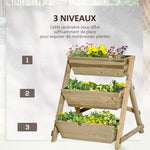 Jardinière sur Pieds carré Potager 3 étages 71L x 61l x 77H cm Inserts d'irrigation Feutre de Drainage Bois-3