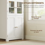 Armoire de cuisine buffet cuisine vaisselier meuble de rangement avec 2 niches, 2 placards avec 4 portes dont 2 portes vitrées, étagère réglable - dim. 60I x 30P x 162H cm blanc