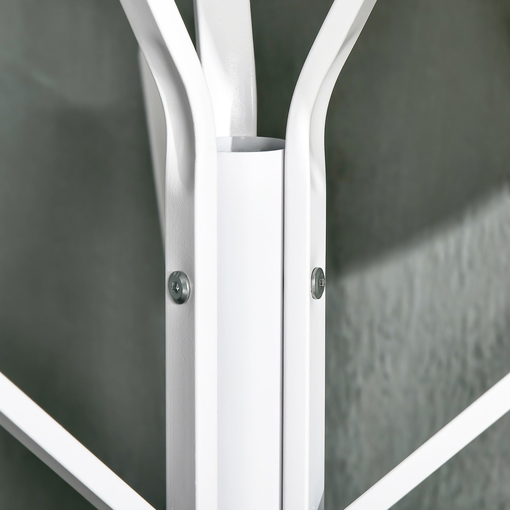 Porte-manteau trépied design contemporain branches étagère + 9 patères dim. 45L x 45l x 180H cm métal blanc