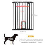 Lot de 2 barrières de sécurité animaux de 104H cm avec système de double verrouillage sans percage de 74 à 80 cm