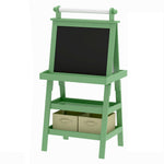 3-in-1 children's easel with magnetic whiteboard, chalkboard, paper roll, 2 baskets, 3-6 years, green