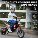 Moto électrique enfants 24V, moteur 250W, vitesse 6,4-16 km/h, pour enfants 8-12 ans, suspension arrière, rouge
