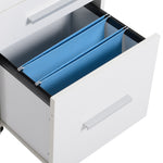 Caisson de bureau rangement bureau sur roulettes 3 tiroirs 1 verrouillable 1 trieur dossiers en bois blanc