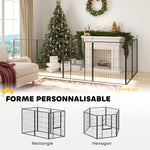 Parc pour chien, enclos chien 6 panneaux modulable et pliable, portable en acier avec porte 80 x 100 gris