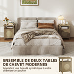 Lot de 2 tables de chevet étroite table d'appoint compartiment ouvert placard finition en rotin, 40 x 35 x 55 cm marron