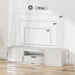 Meuble TV 160 cm, meuble télé pour téléviseur jusqu'à 65 pouces avec 2 portes et tiroir, blanc