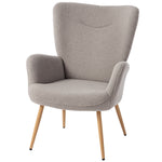 Fauteuil salon, fauteuil d'appoint rembourré en tissu bouclette avec haut dossier et accoudoirs, 71x74x97,5cm, gris