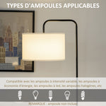Lampadaire sur pied salon en métal noir moderne avec abat-jour câble de 180 cm 64 x 38 x 163,5 cm noir