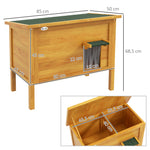 Verhoogd houten buitenkattenhuis met openslaand dak, geïsoleerd, 85 x 50 x 68,5 cm, naturel groen