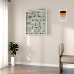 Vitrine pour collection vitrine murale 80 x 9,5 x 83 cm 6 étagères réglables en hauteur 2 portes coulissantes en verre