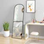 Miroir sur pied rectangulaire arrondi cadre en aluminium avec support pour entrée chambre dressing 50 x 161,5 cm noir