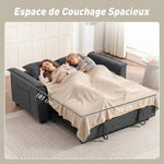 Canapé convertible 2 places, canapé-lit clic-clac en chenille, dossier réglable, 2 coussins, poche latérale, gris-6