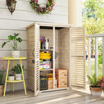 Armoire de jardin remise pour outils en bois 2 étagères toit bitumé portes persiennes verrouillable 75 x 50 x 118