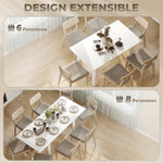 Extendable dining table, rectangular kitchen table, for 6-8 people, 140-180 x 80 cm, white