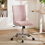 Chaise de bureau sans accoudoirs, fauteuil de bureau, hauteur réglable et pivotant 360°, 43 x 56 x 89-99 cm, rose