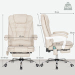 Fauteuil de bureau massant et chauffant, chaise de bureau, hauteur réglable, dossier inclinable, 65x70x111-119cm, crème