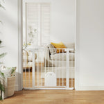 Barrière de sécurité animaux avec porte fermeture automatique système de double verrouillage, acier blanc