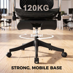 Ergonomic Office Chair, Reclining Mesh Desk Chair, Lumbar Support, 4D Armrests, Black
