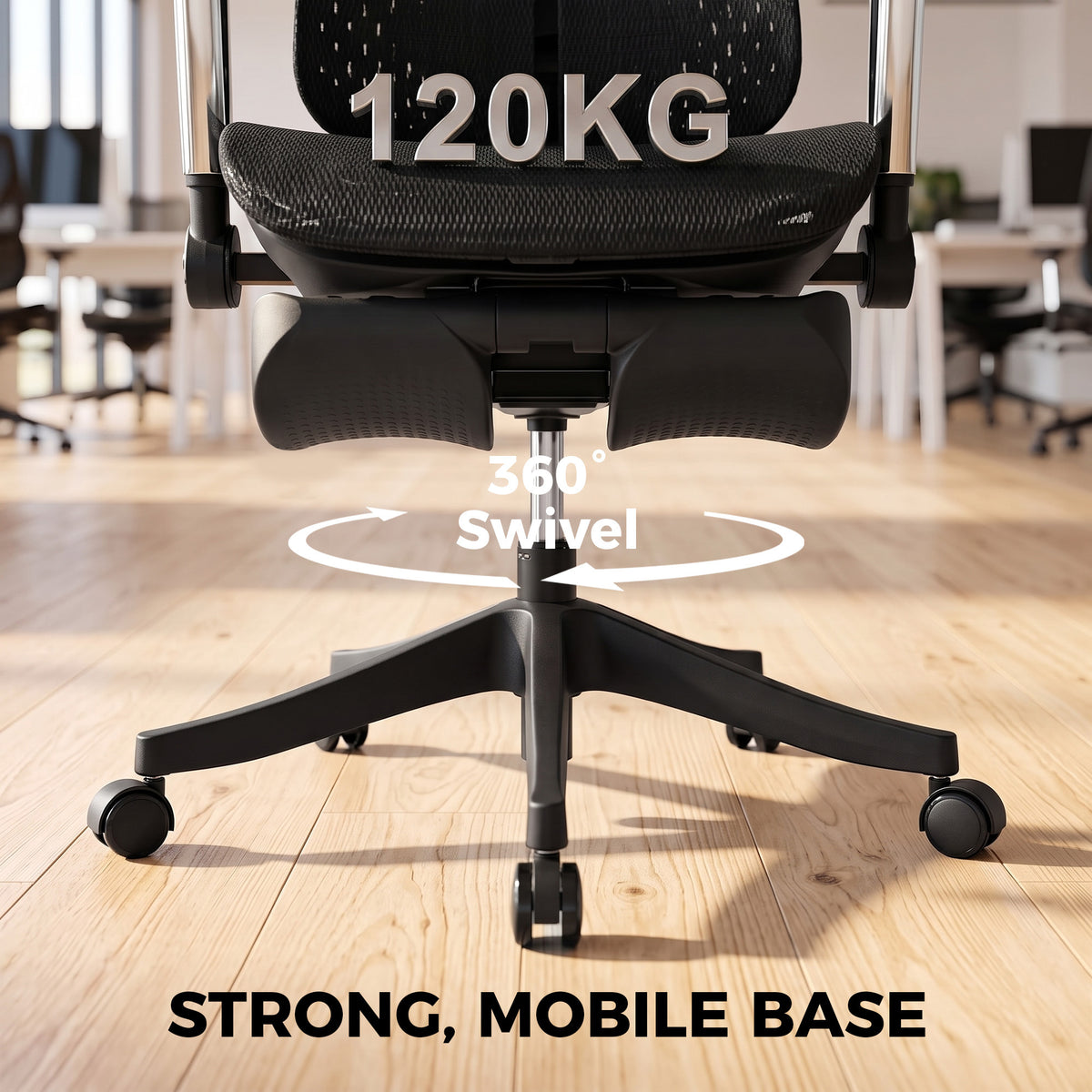Ergonomic Office Chair, Reclining Mesh Desk Chair, Lumbar Support, 4D Armrests, Black