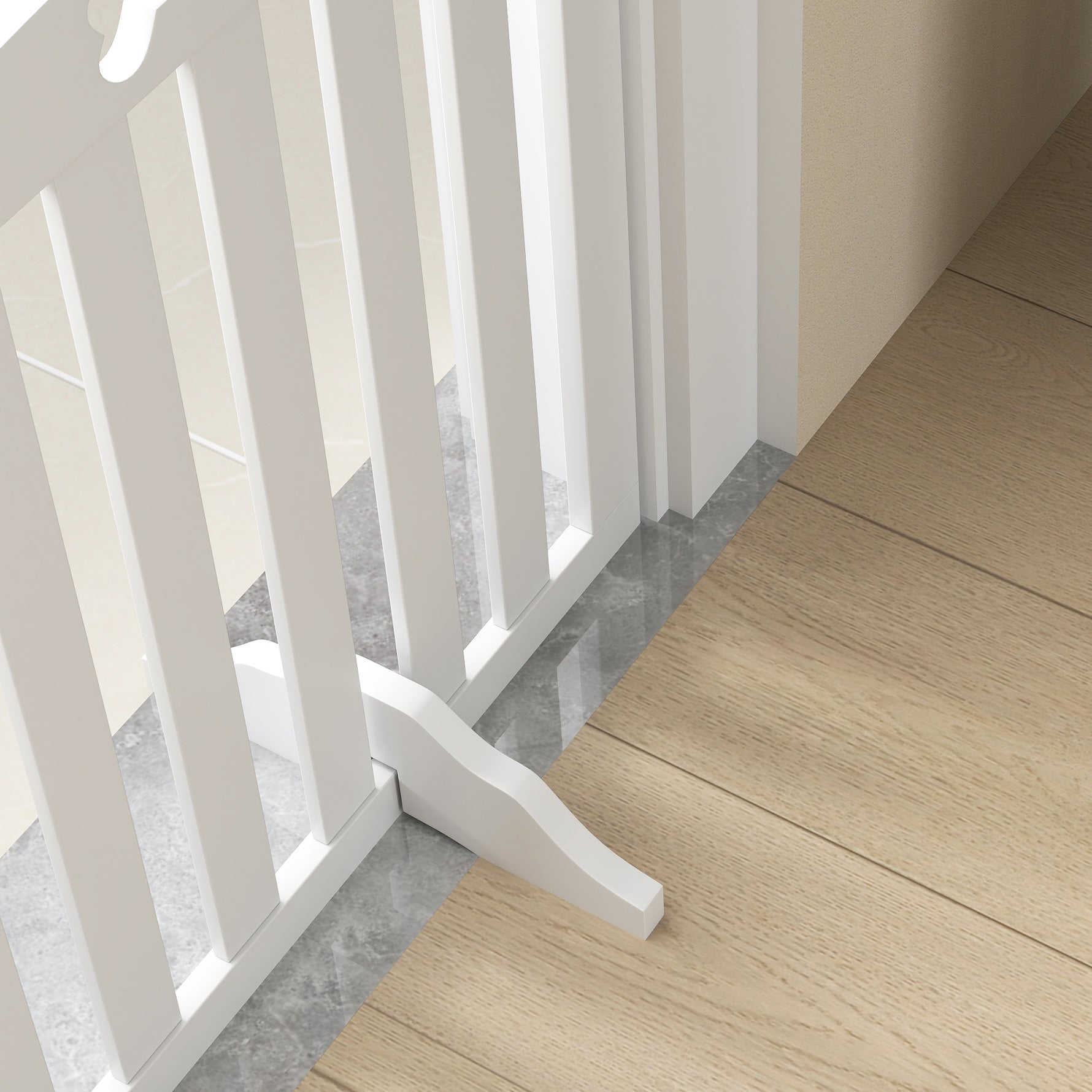 Barrière de sécurité chien barrière pliable pour chien pieds de support pointes antidérapantes 207,5 x 30 x 61 cm blanc