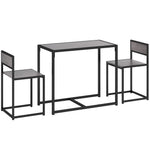Conjunto de mesa y sillas, mesa de comedor de 3 piezas con 2 sillas apilables, para cocina, salón, hogar, gris
