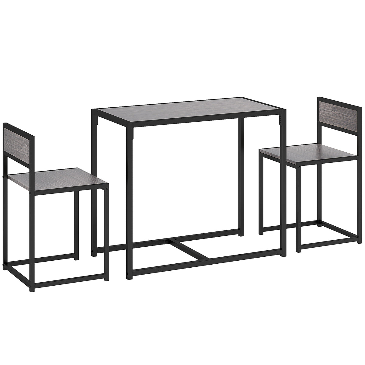 Conjunto de mesa y sillas, mesa de comedor de 3 piezas con 2 sillas apilables, para cocina, salón, hogar, gris