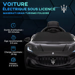 Maserati Gran Turismo Folgore lizenziertes Elektroauto für Kinder, 12V mit Fernbedienung, für 3 bis 5 Jahre, schwarz